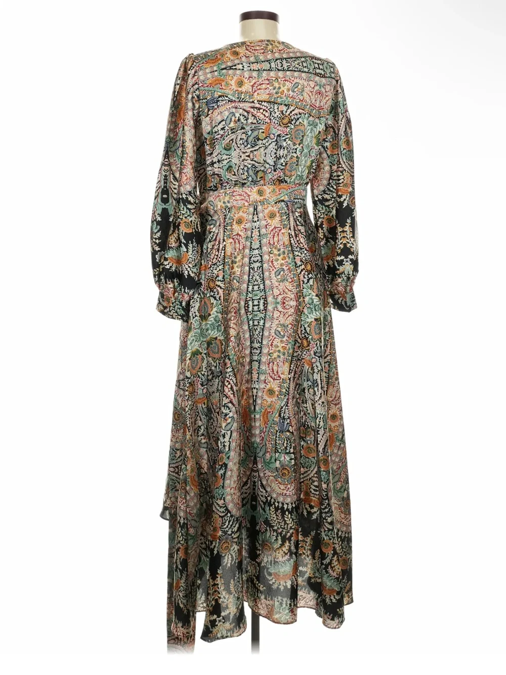 NWT Molly Bracken Paisley Wrap Maxi Dress in Black and Multicolor - Picture 4 of 6